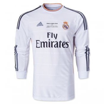 2013-2014 Real Madrid UCL Final Home Long Sleeve Retro Jersey